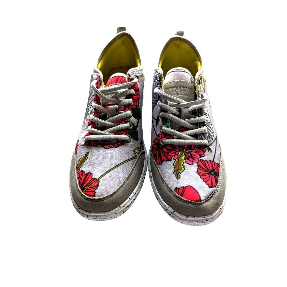 Trien shoes Floral Print on Gray  US Sz 7 EU Sz38  Wedge Sneakers - Picture 4 of 8